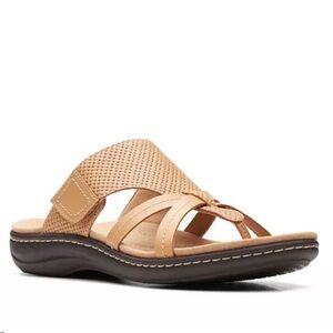 Clark’s Laurieann edge leather slip on thong flip flop sandals women’s 10